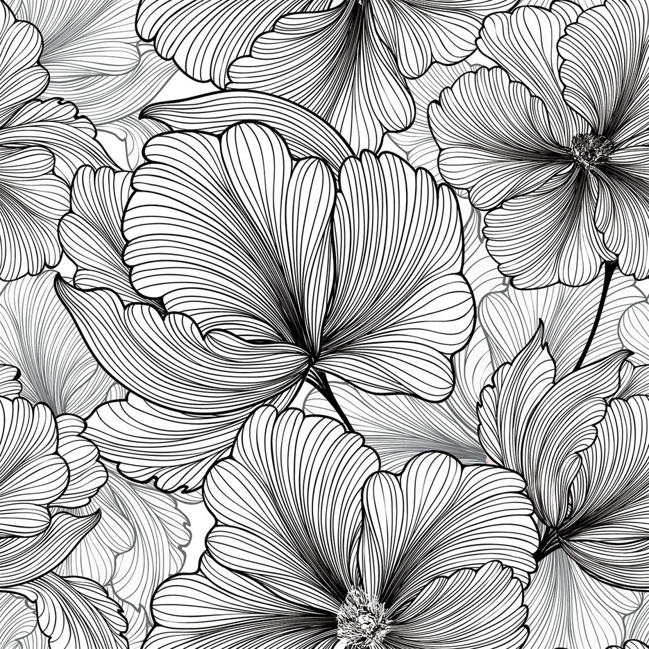 Black & White Tropical Flowers